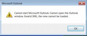erreur XML dans Outlook